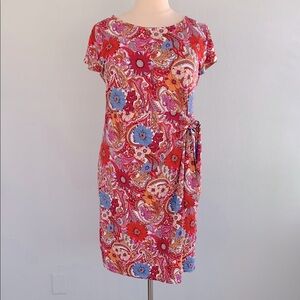 Talbots Island Floral Paisley Knot Waist Dress
